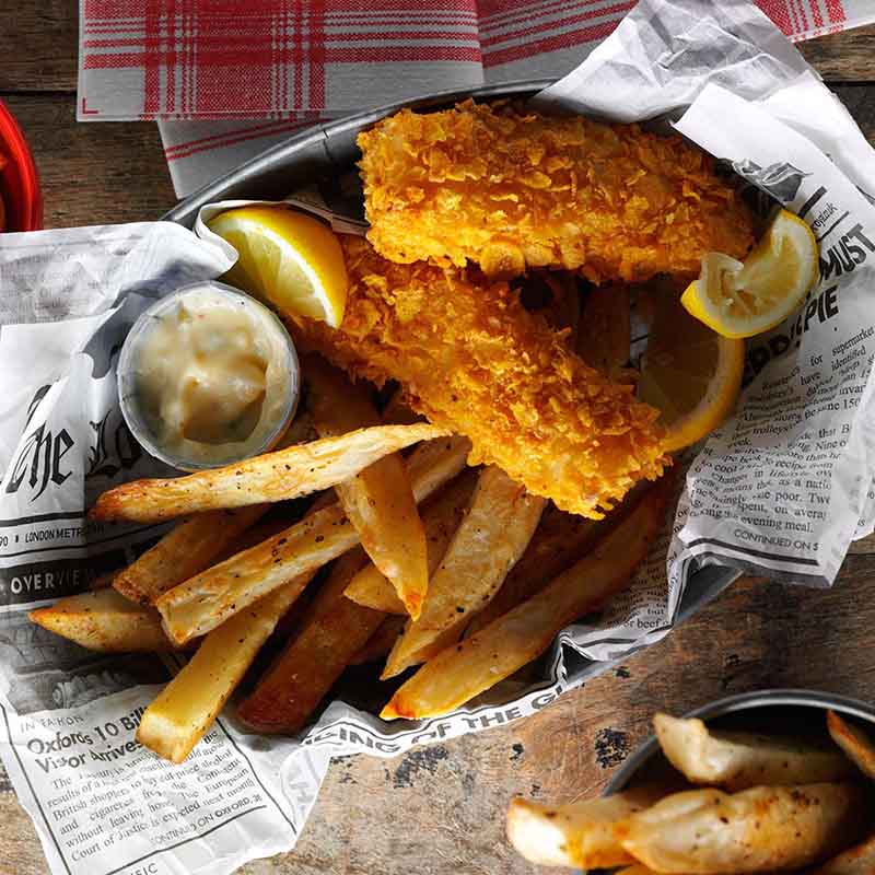 ماهی سوخاری و چیپس